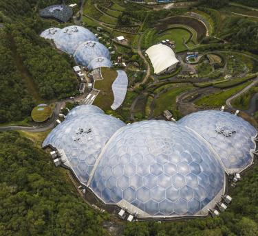 Aerial view of the Eden Project Biomes